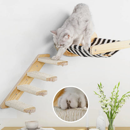 Cat Hammock with Four Sisal Stairways or Scratching Posts
