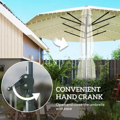 15ft Patio Umbrella Solar Lights UPF50+ Outdoor Umbrella Cream