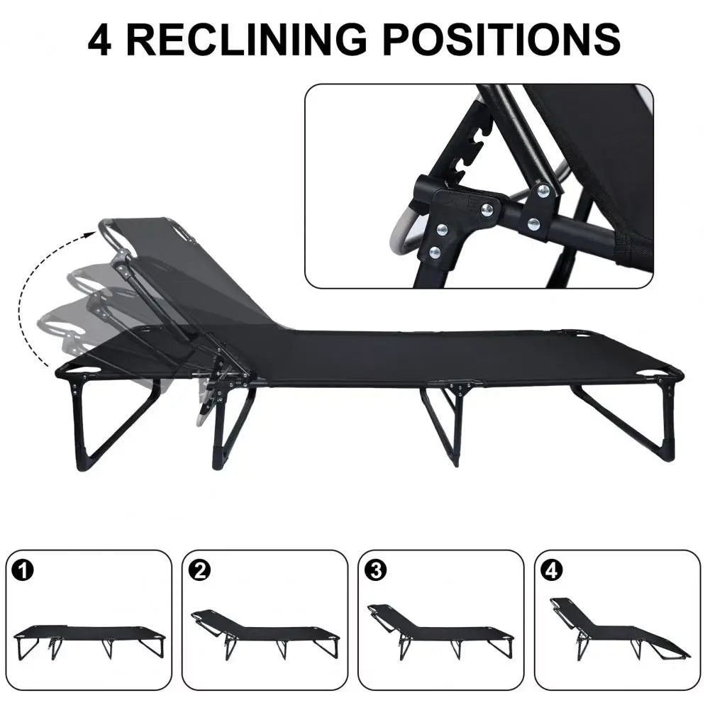 Folding Chaise with Pillow Camping Cot