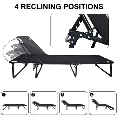 Folding Chaise with Pillow Camping Cot