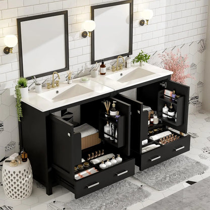 Double Sink Bathroom Vanity Solid Wood