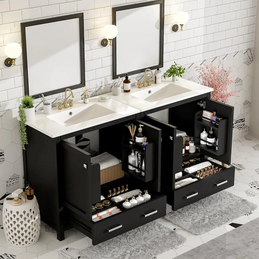 Double Sink Bathroom Vanity Solid Wood