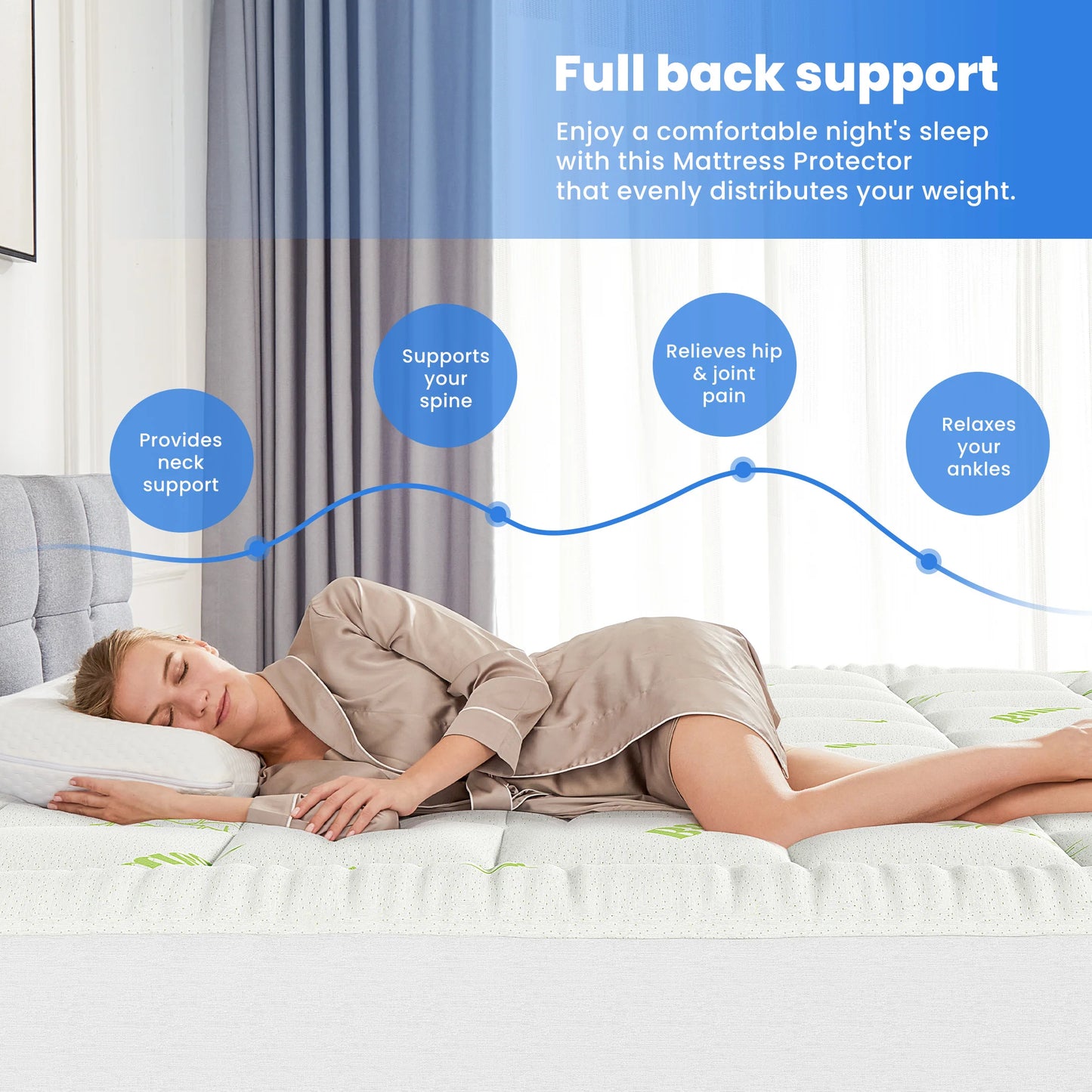 Bamboo Mattress Topper with Stretchable, Pockets, Breathable, and Cooling