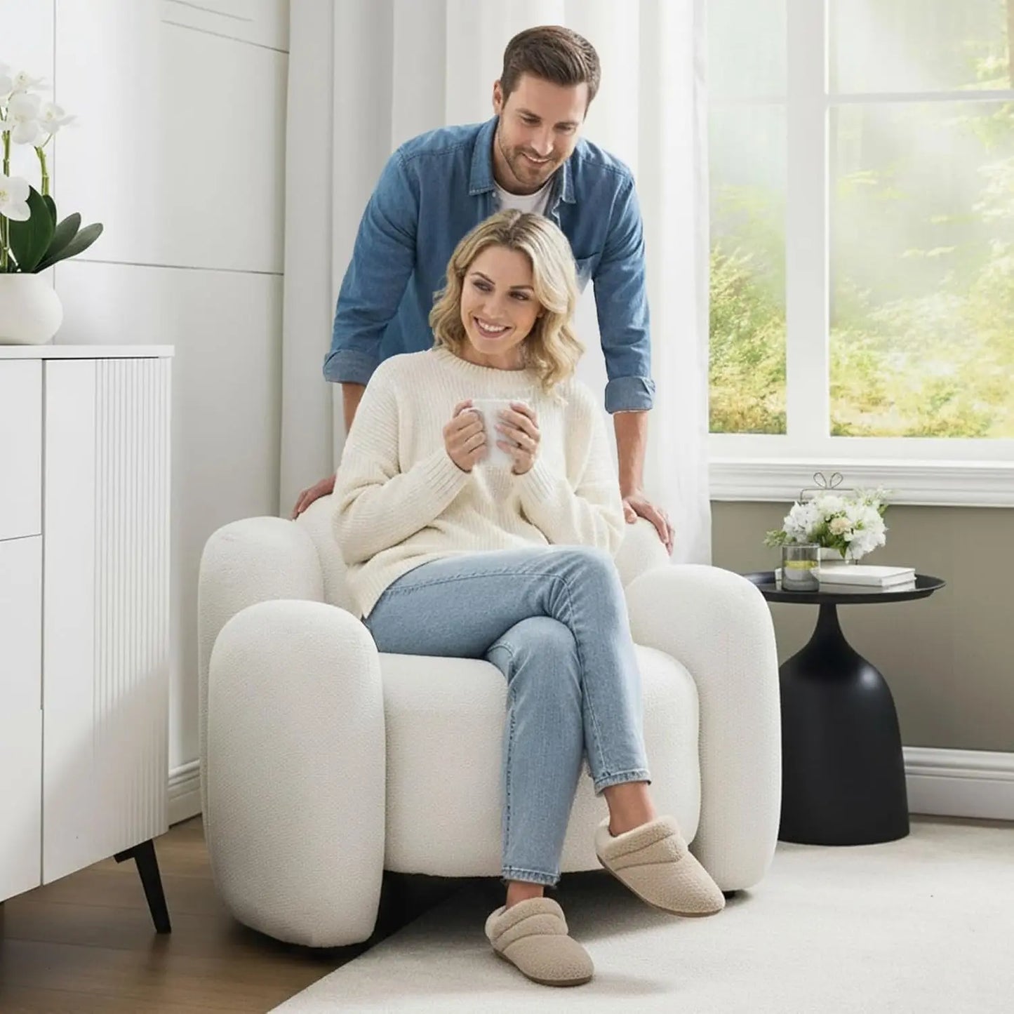 Side Chair, Scandinavian Style, Solid Wood Base