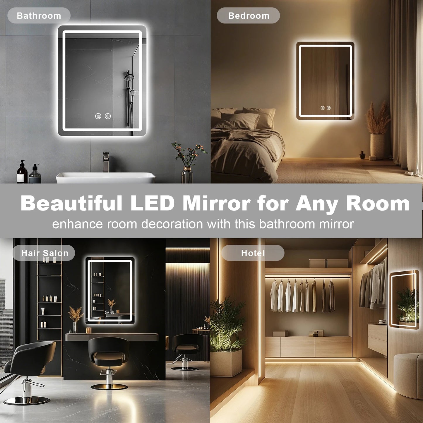 Bathroom Mirror with Backlit Lights Fog less