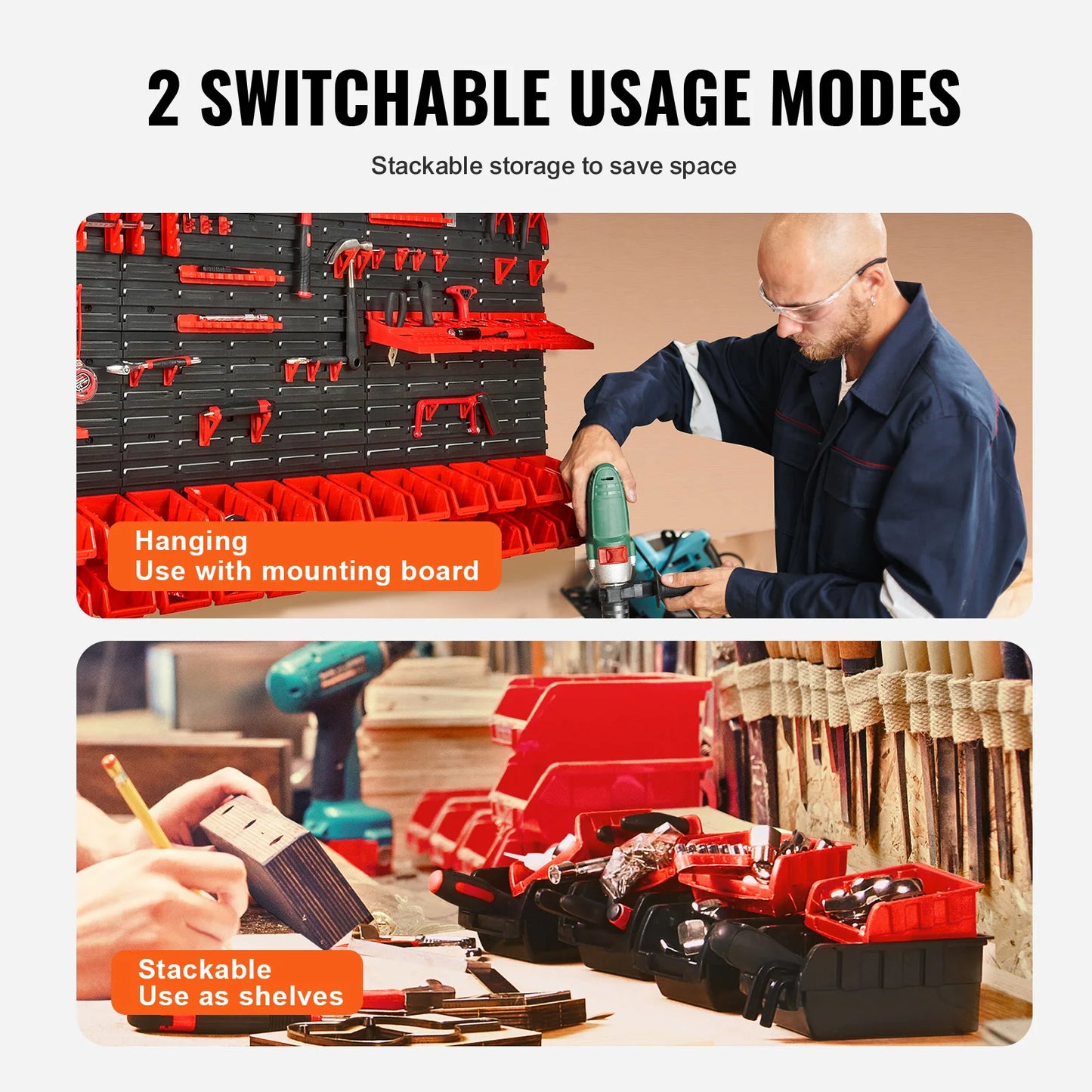 Parts Rack Organizer, with Wall Panels Hooks