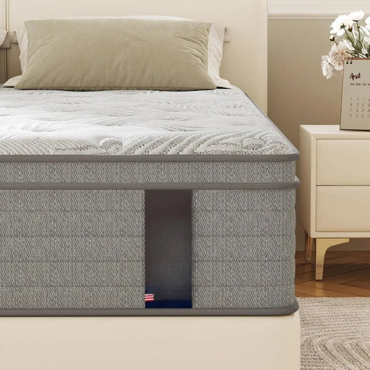Mattress 14 Inch Gel Memory Foam Mattress with Individual Pocket Springs for Pressure Relief