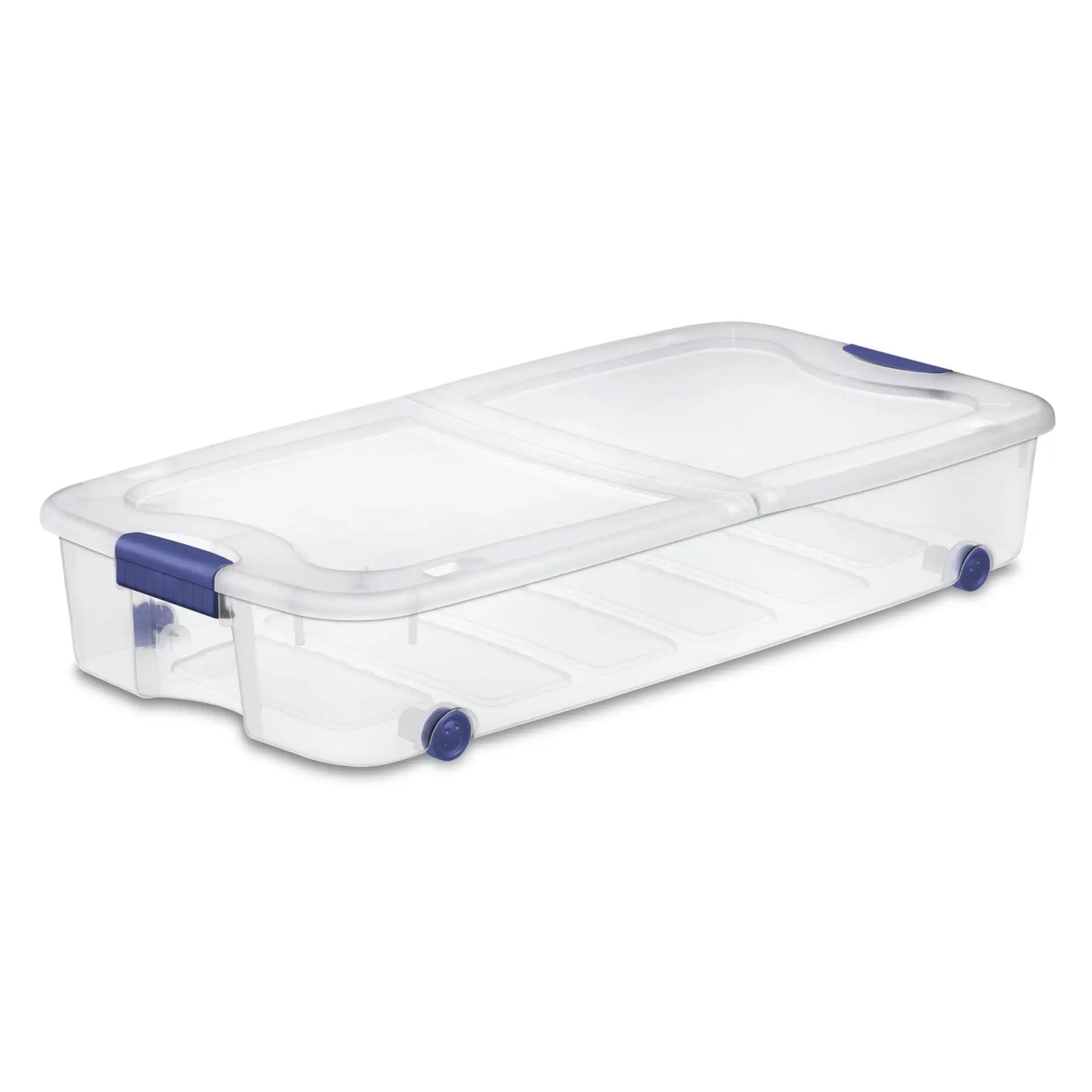 Underbed Wheeled Storage Bin, Clear Plastic with Latch Lid