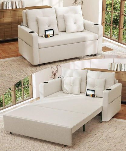Sleeper Sofa Loveseat, Pull Out Couch with Cup Holder & USB Function