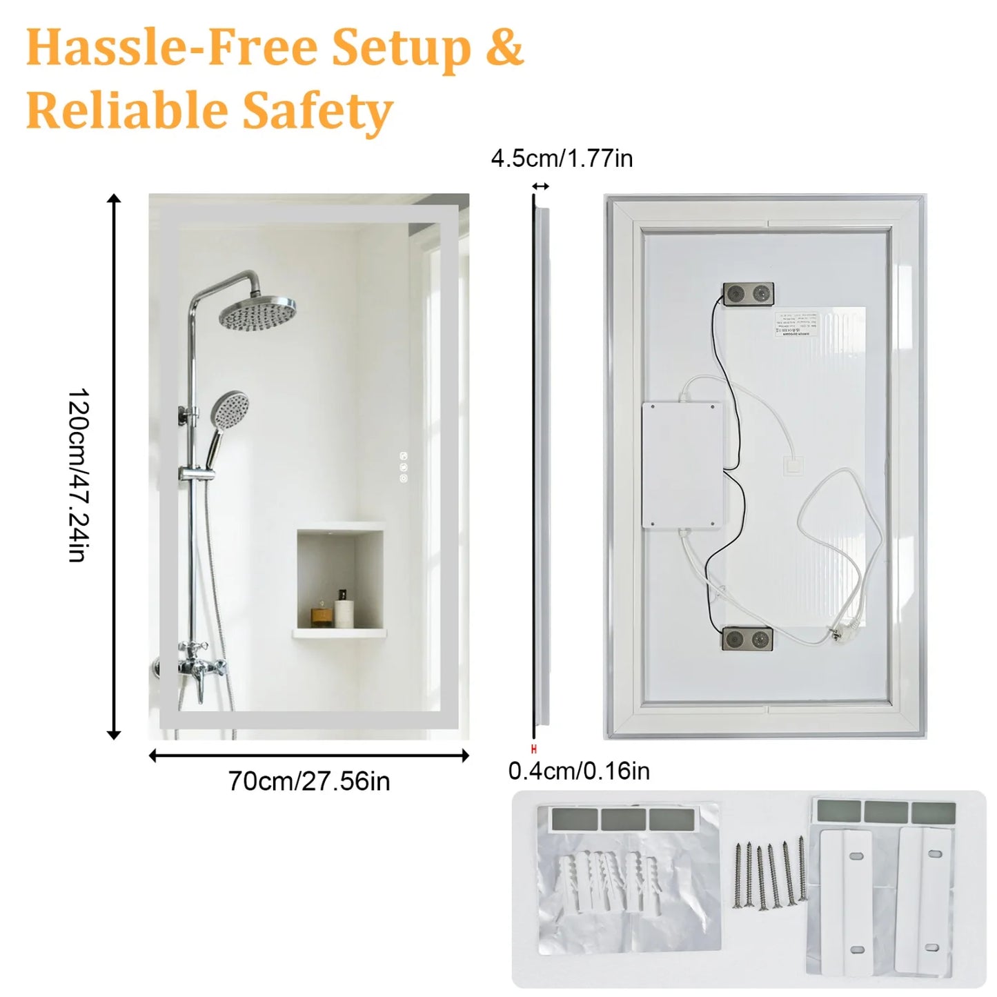 Bathroom Mirror Built-in Bluetooth Speaker, Anti-Fog