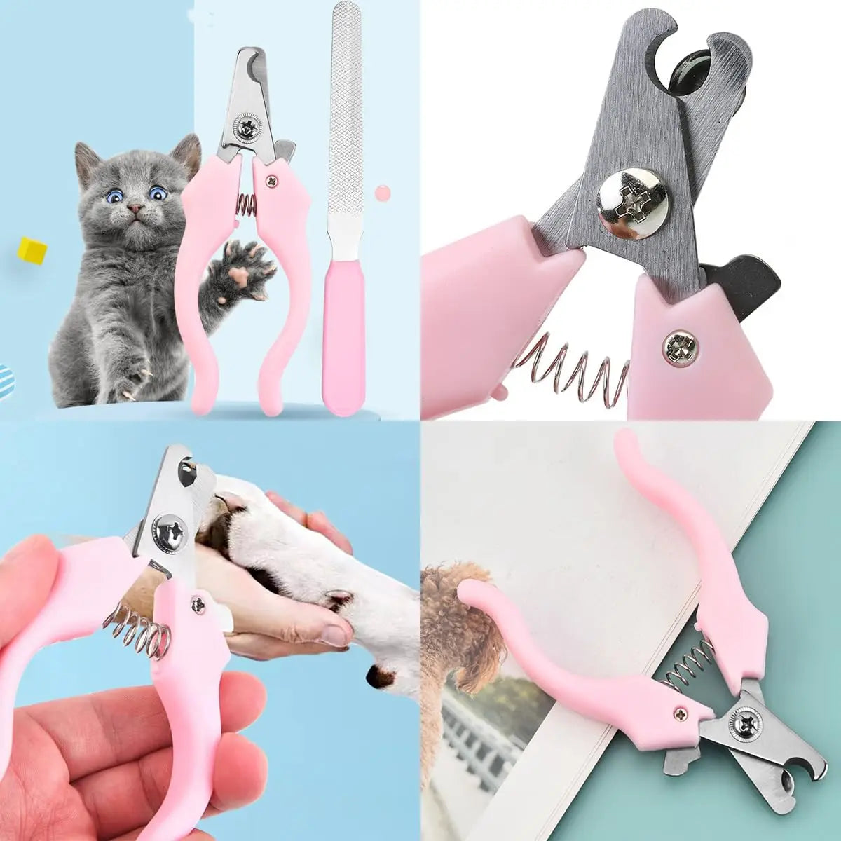 Pet Grooming Kit: Self-Cleaning Brush, Massage Glove, Nail Clipper & Flea Comb