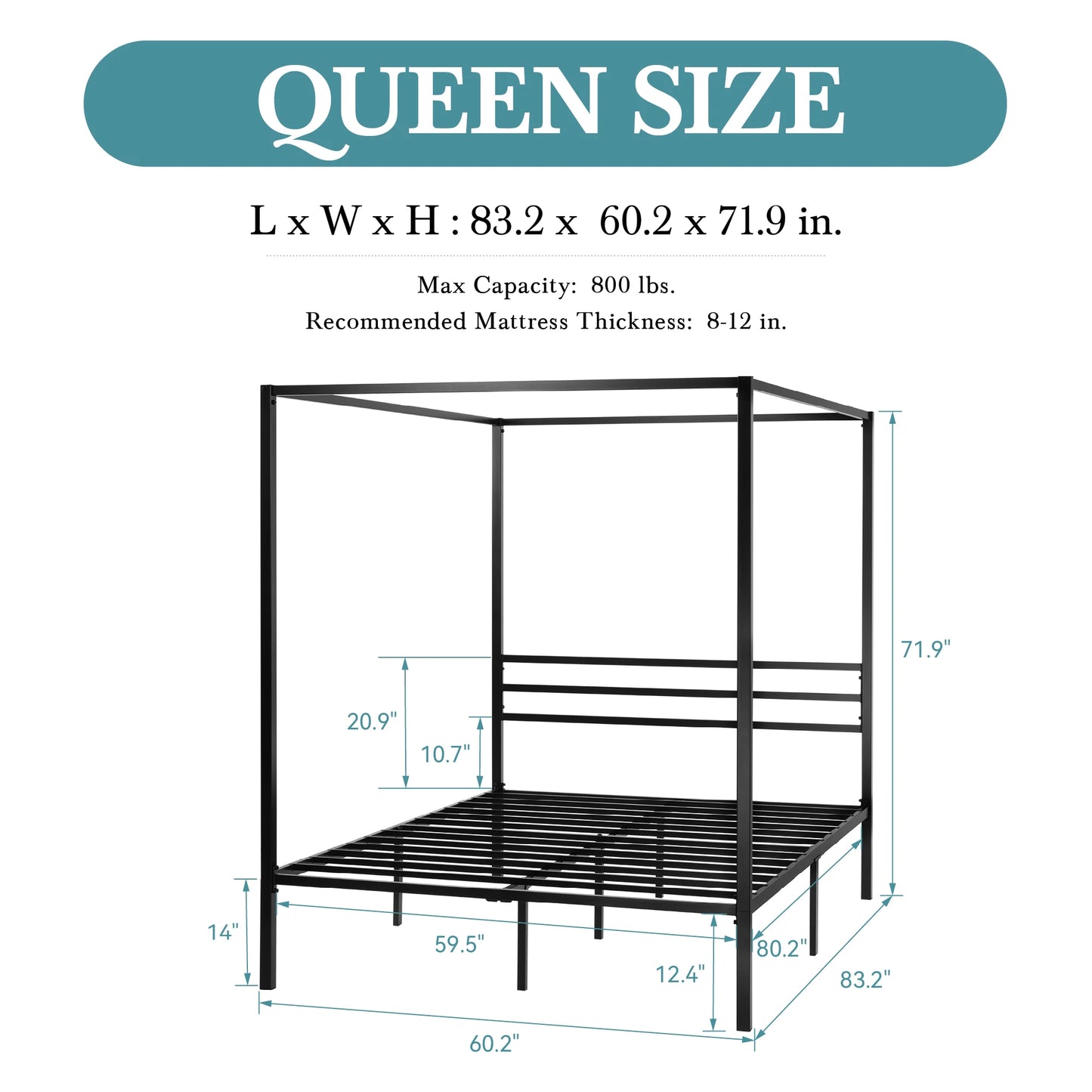 Canopy Bed Frame, 4-Poster