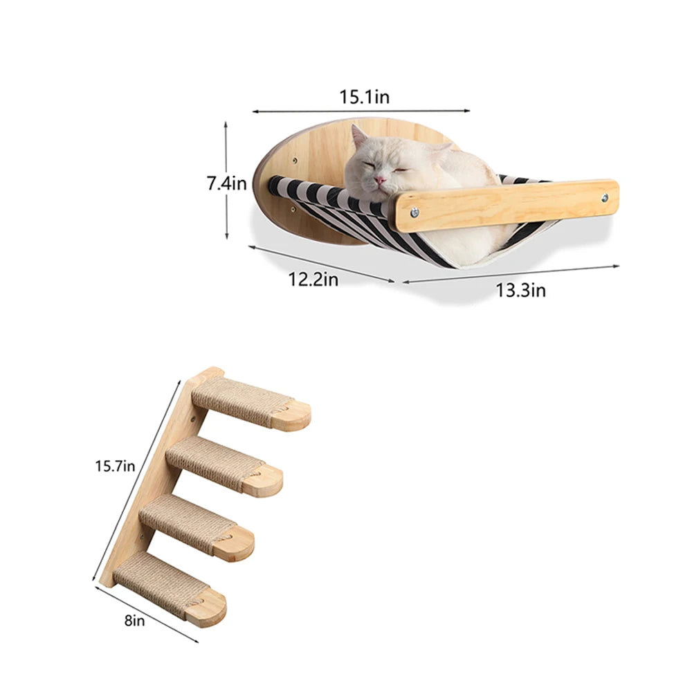 Cat Hammock with Four Sisal Stairways or Scratching Posts