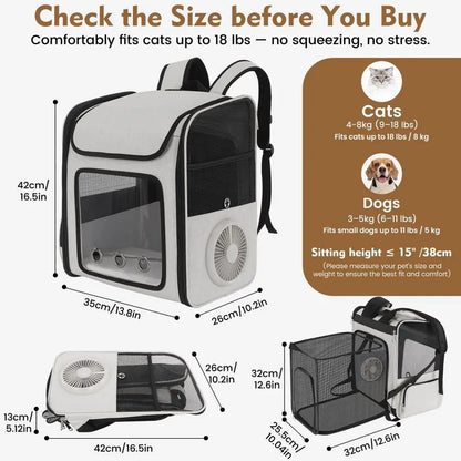 Expandable Cat Carrier Backpack for Cats and Small Dogs