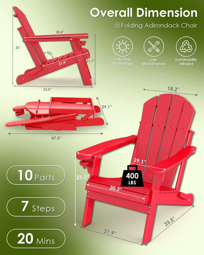 Foldable Adirondack Chairs Set of 2