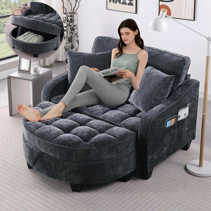 Chaise Lounge Chair Indoor with Ottoman