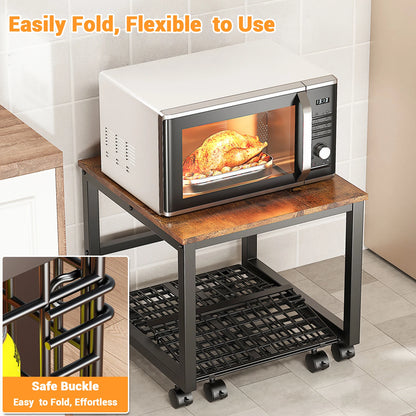 Mini Fridge Stand With Wheels & Storage Basket