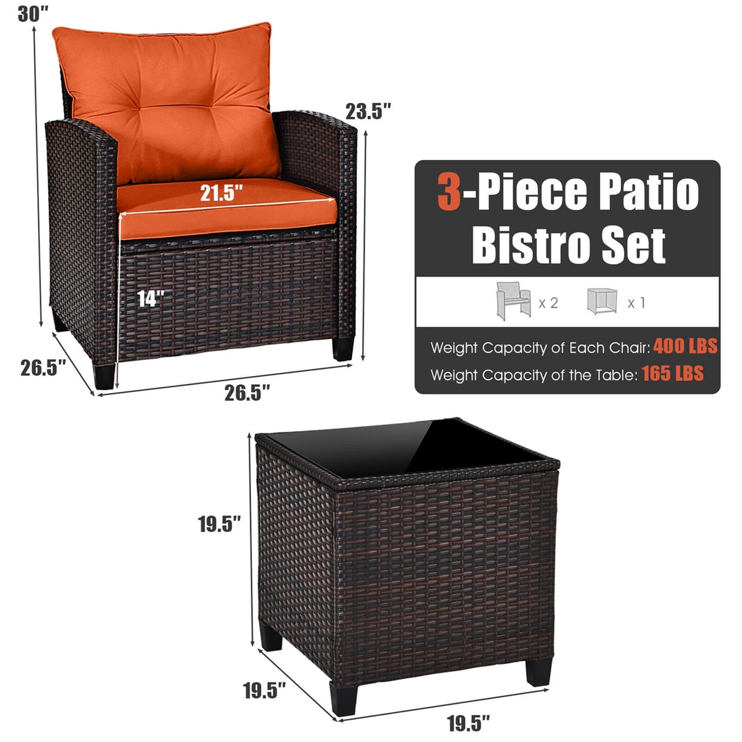 Rattan Furniture Set Orange