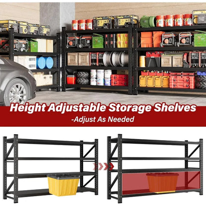 Heavy Duty Garage Shelving Units, Black Metal