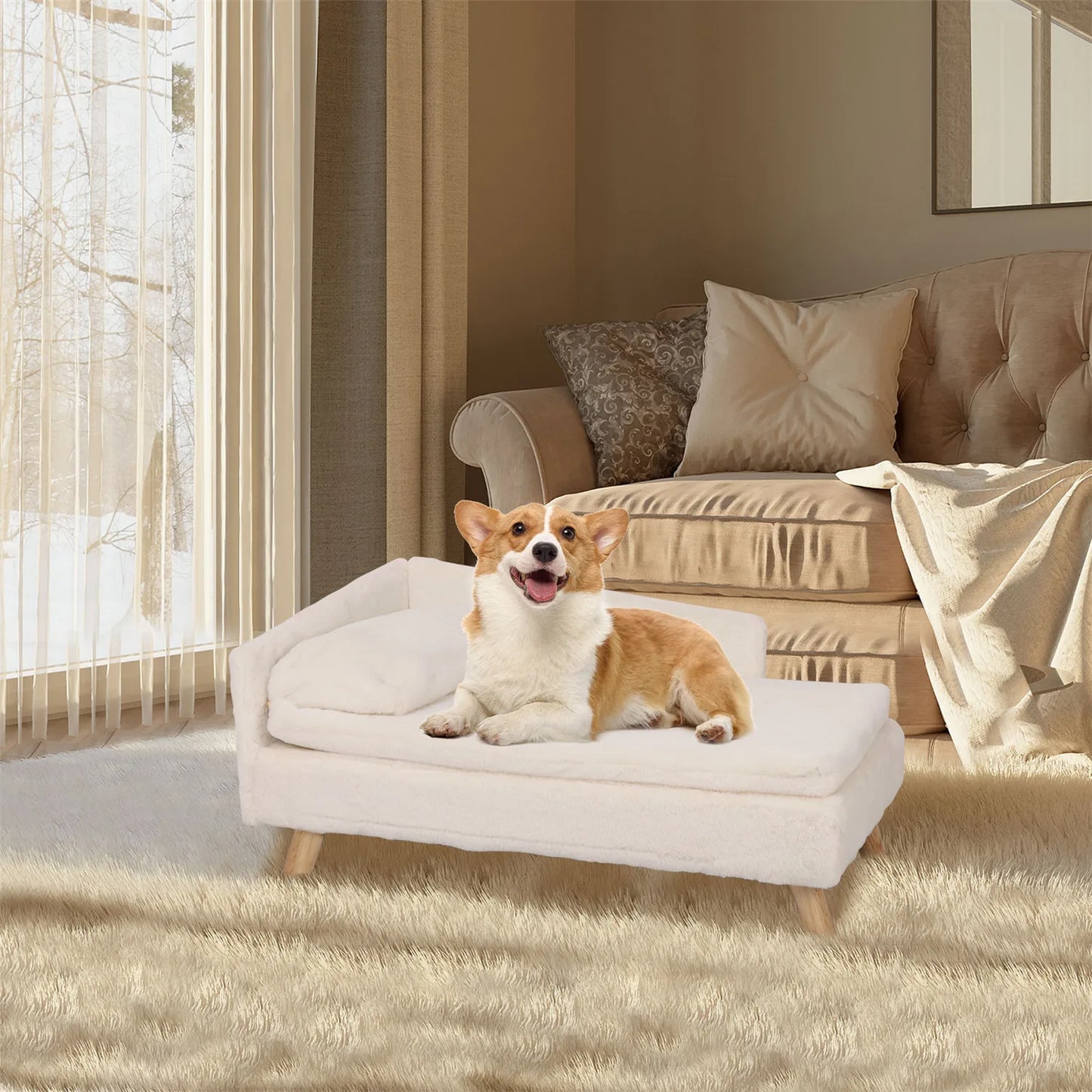 Pet Bed, Waterproof, with Sturdy Wood Legs