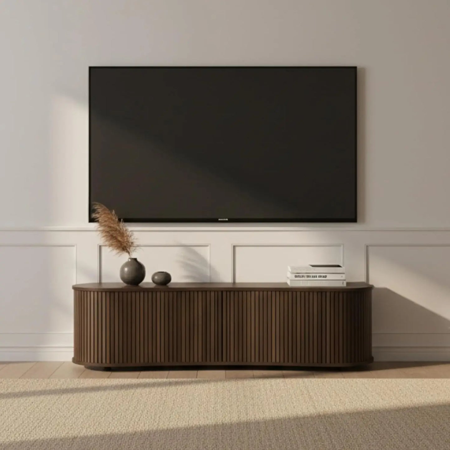 Wood TV Stand Media Console Storage Cabinet