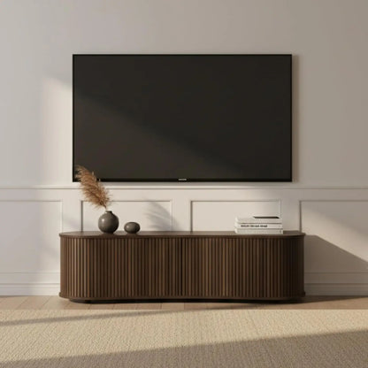 Wood TV Stand Media Console Storage Cabinet