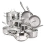 Stainless Steel 14-Piece Cookware Set with Glass Lids, Induction-Ready
