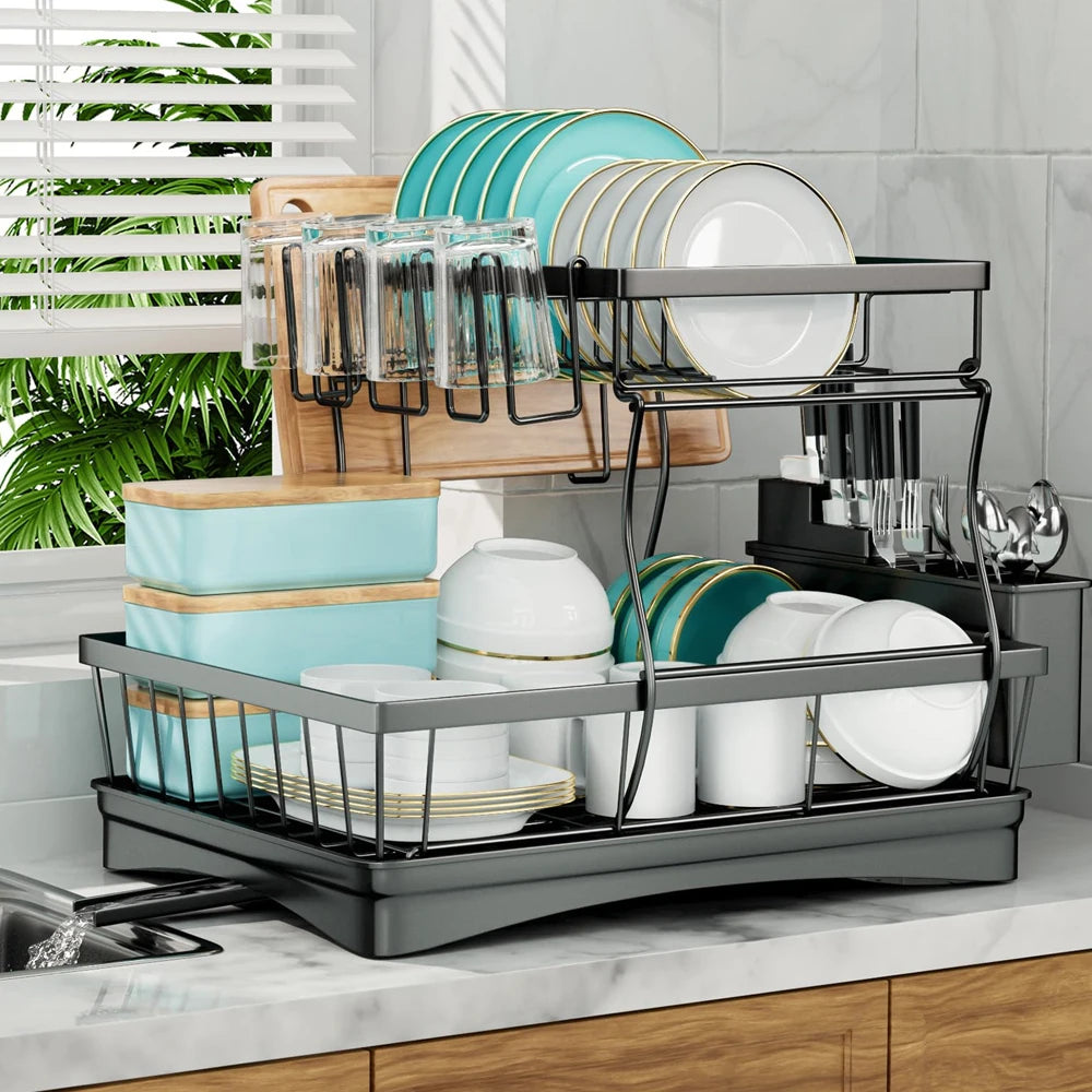 2-tier dish drying rack for countertops,