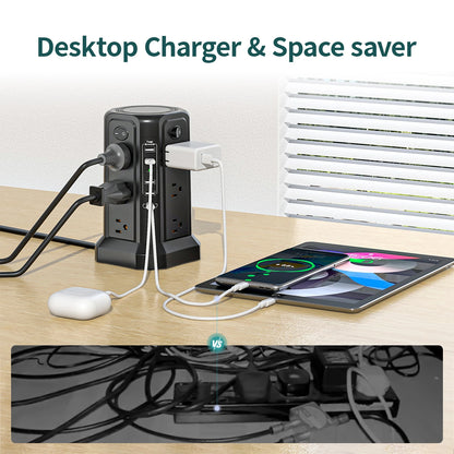 power strip equipped with a surge protector.