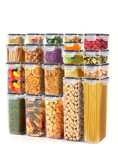 42pcs Sealed food storage containers with LIDS, grain, flour, sugar, labeled