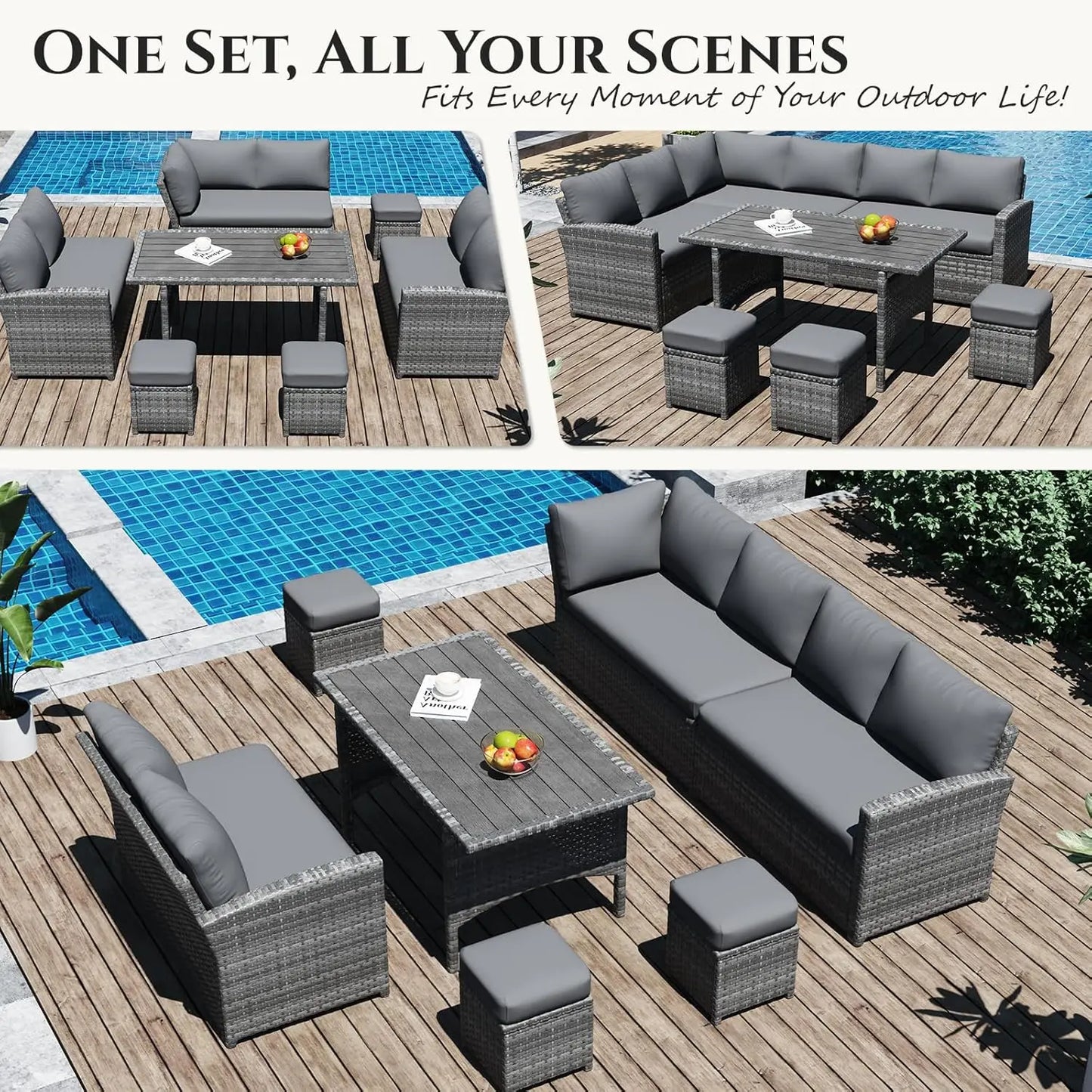 Outdoor Sofa Set, All Weather Wicker