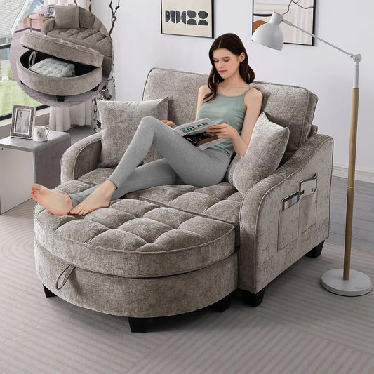 Chaise Lounge Chair Indoor with Ottoman
