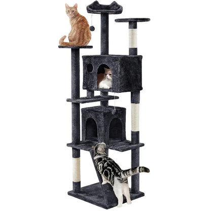Cat Tree, Tower with Perch, Caves, Scratching Posts,Ladder, and Plush Balls