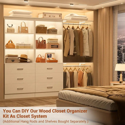Wood Closet Organizer System with 3 Drawers