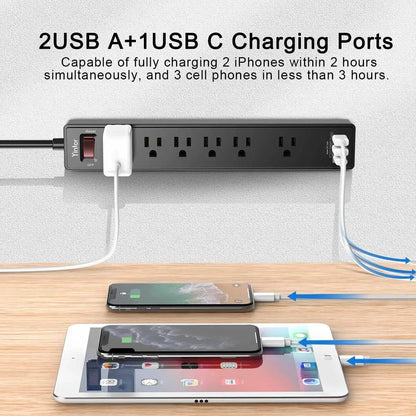 6Ft Power Strip Surge Protector