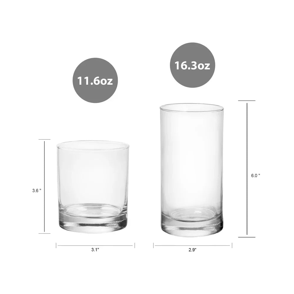 12 Piece Clear Drinkware Set Cooler Tennyson Glasses