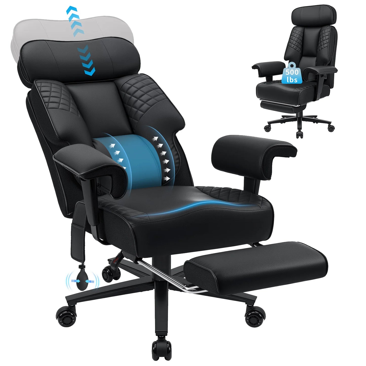 Office Chair with Foot Rest and Waist Lumber Support