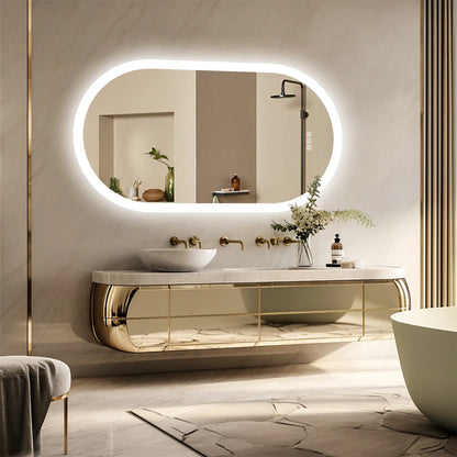 Bathroom Mirror: Oval, Dimmable, Anti-Fog