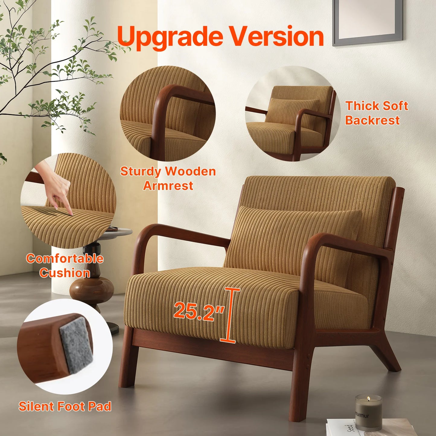 Accent Chair, with Solid Wood Frame