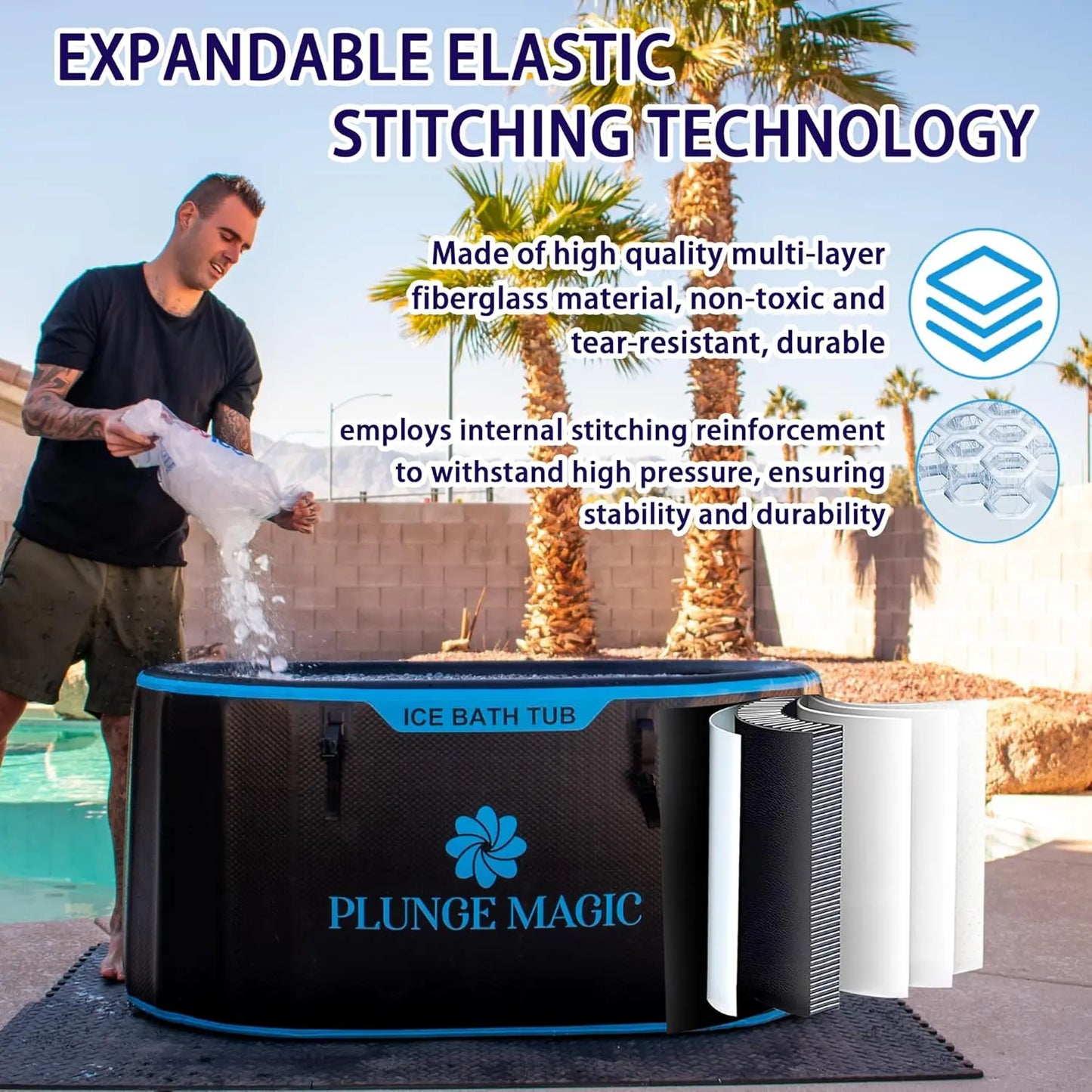 Inflatable Ice Bath Tub With Cover; Portable
