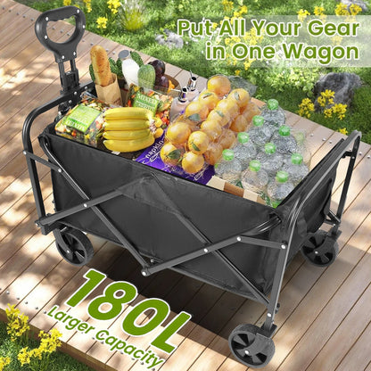 Portable Wagons for Groceries, with All-Terrain Wheels  Drink Holders