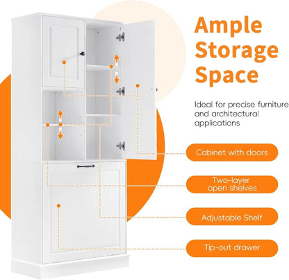 Laundry Hamper Cabinet with Adjustable Shelf