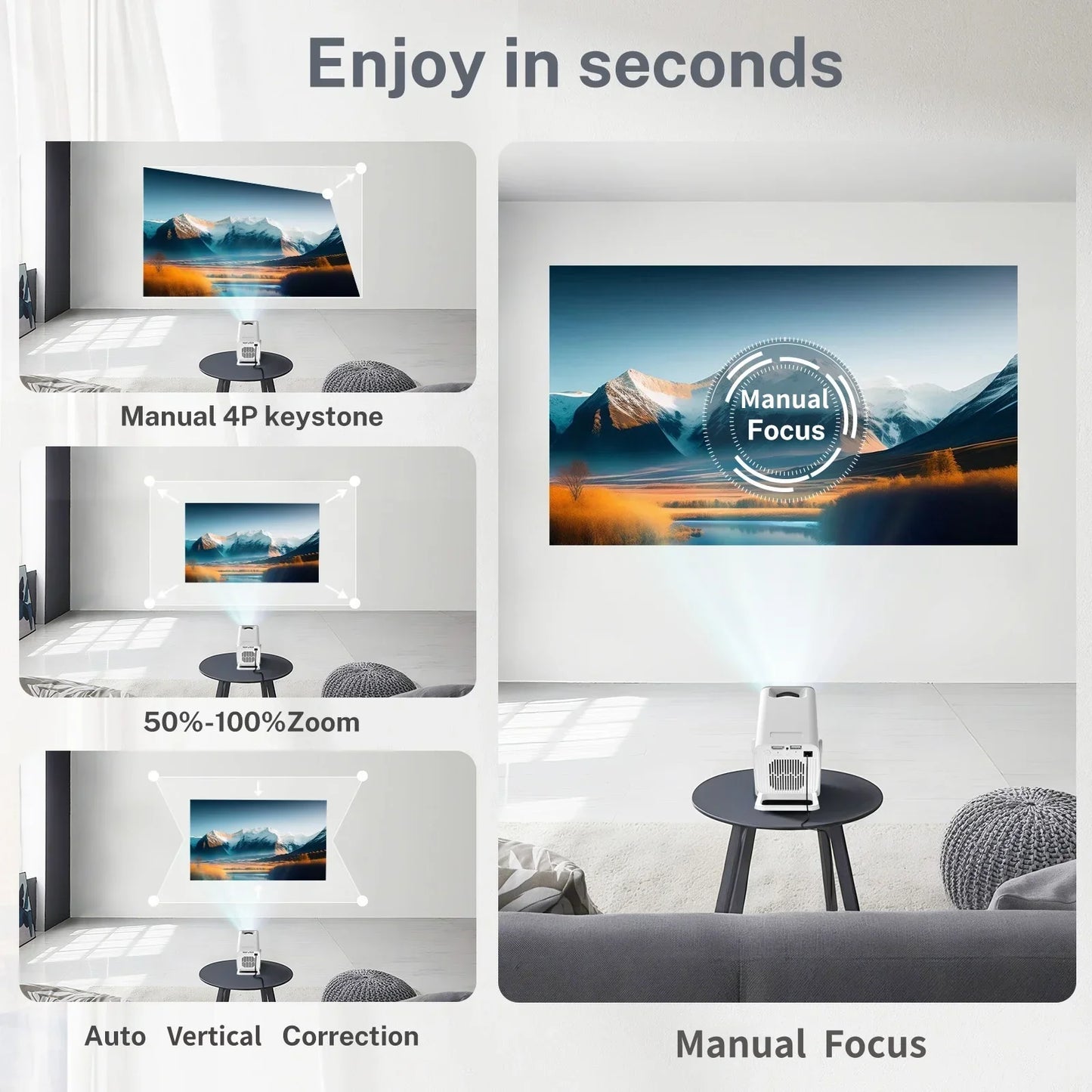 Smart Mini Projector with WiFi & BT  Outdoor