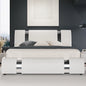 Low Profile Platform Bed with Height-Adjustable Headboard Faux Leather
