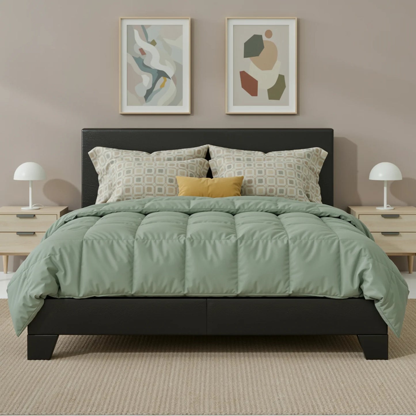 Upholstered Bed Frame with Adjustable Headboard