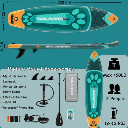 Inflatable Paddle Board with Premium Accessories, Suitable for Sea or Lake