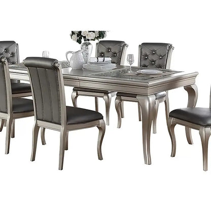 7pc Rect. Glass Dining Table Set w/ Chairs