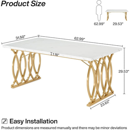 63" Large Kitchen Table for 4-6 People, Rectangular