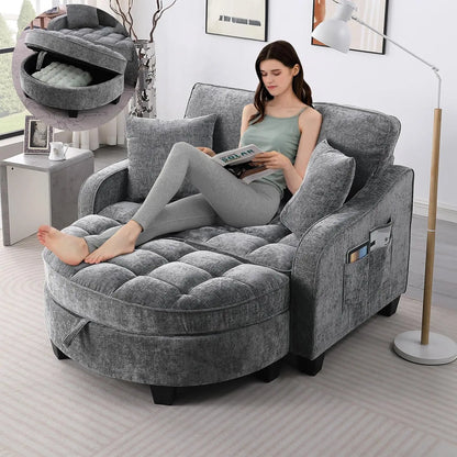 Chaise Lounge Chair Indoor with Ottoman