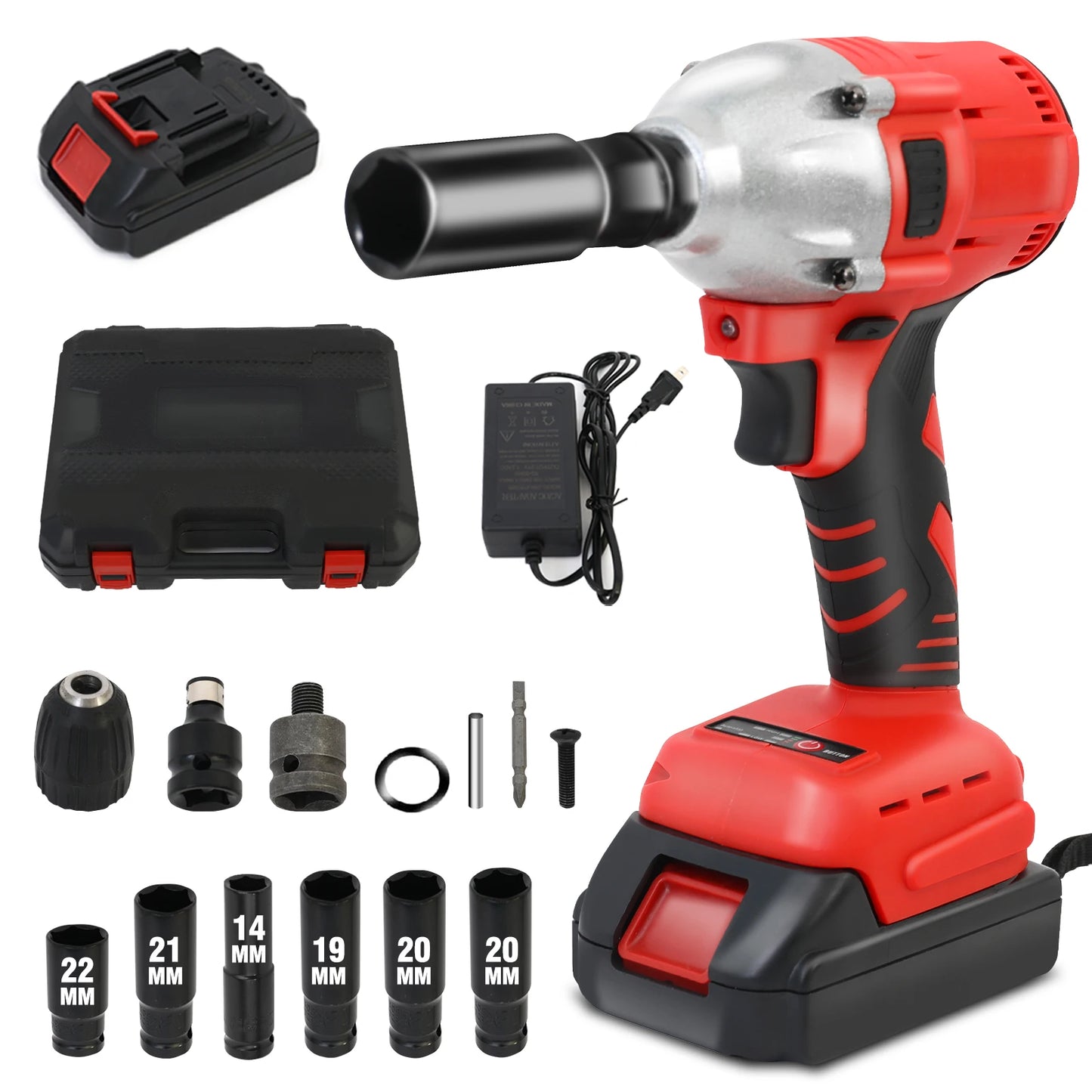 20V Cordless Electric Impact Wrench 1/2 Inch with  2 Batteries